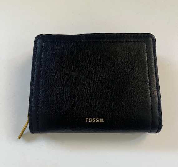Fossil Black Leather Compact Wallet | Small zip b… - image 3