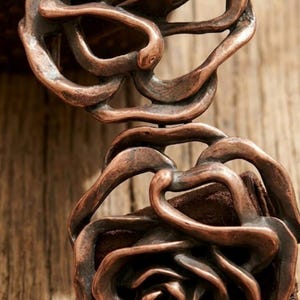 Vintage Sculptural Rose Buckle Leather Belt, Wide Copper Flower Statement Belt, Dark Brown Waist Cinch, Romantic Gothic Artisan Accessory