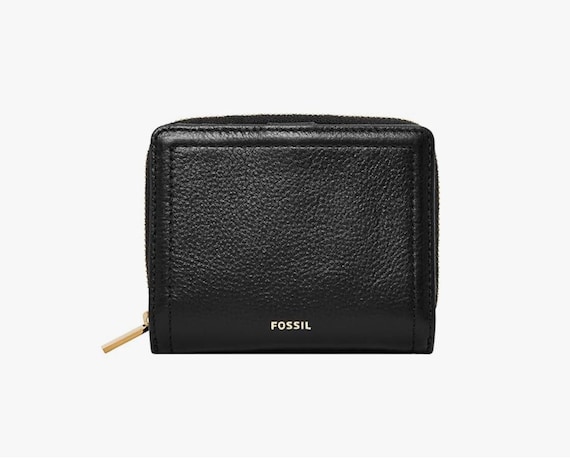 Fossil Black Leather Compact Wallet | Small zip b… - image 2
