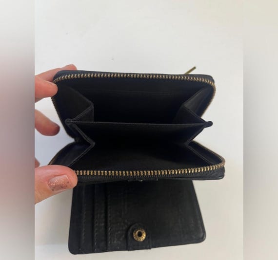 Fossil Black Leather Compact Wallet | Small zip b… - image 10