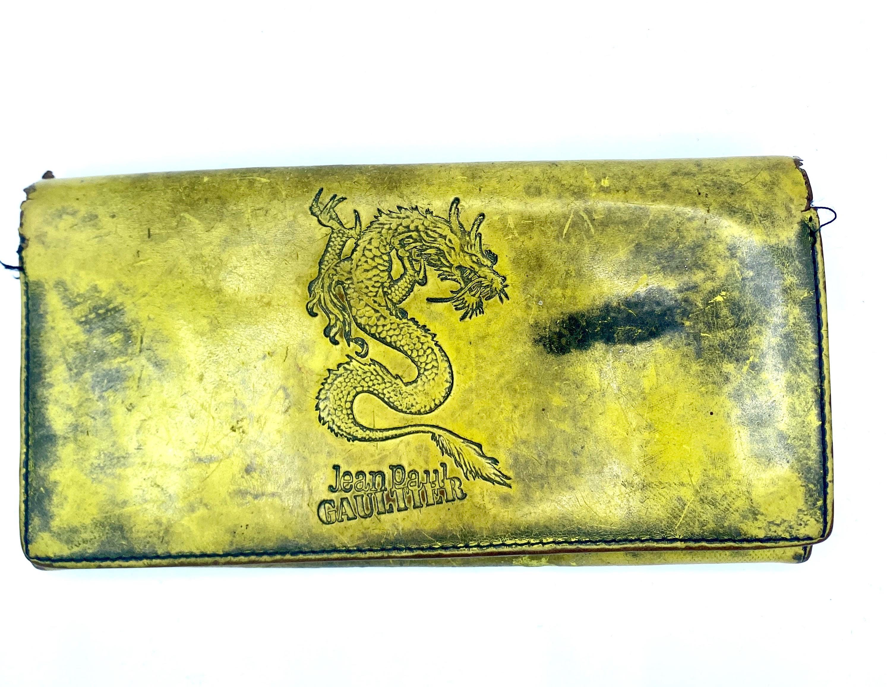 小物 JeanPaulGaultier design wallet 1980's JPG Black Leather Wallet .label: Jean Paul