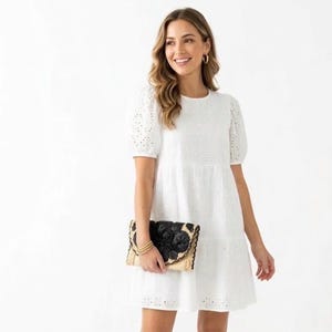 Gewebte Raffia Blumen Clutch Schwarz & Natürliche Stroh Sommer Umschlag Tasche Tropische Urlaub Statement Geldbörse