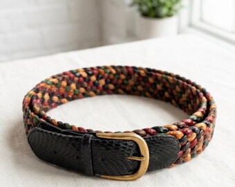 Boho Braided Brown Leather and Brass Medalion Belt - Hippie  display picture 2