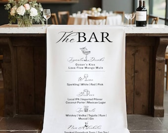 Wedding Bar Sign, Fabric Bar Sign,Fabric Bar Menu,Wedding Bar Menu,Custom Linen Bar Sign,Signature Cocktail Menu,Minimalist Wedding Bar Sign
