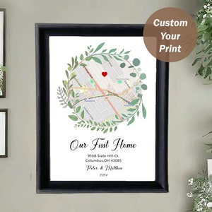 Mappa della casa personalizzata, regalo di inaugurazione della casa, la nostra prima casa, mappa regalo per la prima casa, mappa artistica personalizzata, regali personalizzati per inaugurazione della casa, nuova casa