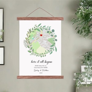 Impression de carte de lieu de fiançailles, où tout a commencé, Idées cadeaux sentimentales, Idées cadeaux pour la Saint-Valentin, Mariage à destination, Cadeau de mariage