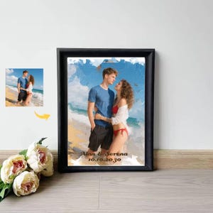 Watercolor Couple Portrait from Photo, Custom Wedding Anniversary Gift for Wife Husband Parents, Engagement Gift for Friend, Unique Wall Art