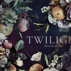 Twilight Floral Clip Art & Pattern Graphics Collection - Commercial Use