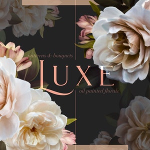 Luxe Oil Paint Floral Clip Art & Pattern Graphics Collection - Commercial Use
