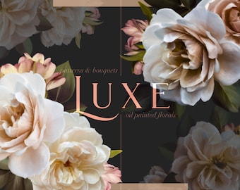 Luxe Oil Paint Floral Clip Art & Pattern Graphics Collection - Commercial Use