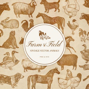 Antique Vintage Farm & Domestic Animal Vector Graphics - SVG PNG