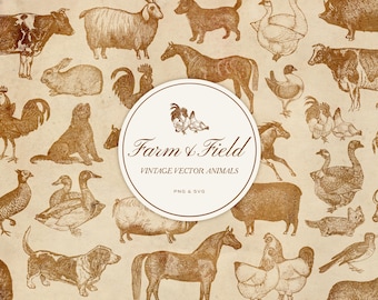 Antique Vintage Farm & Domestic Animal Vector Graphics - SVG PNG
