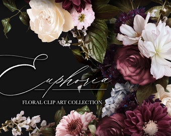 Euphoria Moody Floral Clip Art Set - Commercial Use