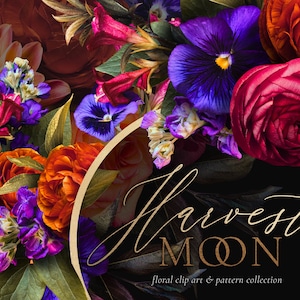 Harvest Moon Floral Clip Art Set - Commercial Use