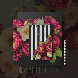 Ophelia Moody Floral Clip Art Bundle - Dark Botanical PNG Sammlung - Burgund Weiß - Kommerzielle Nutzung Bild 5