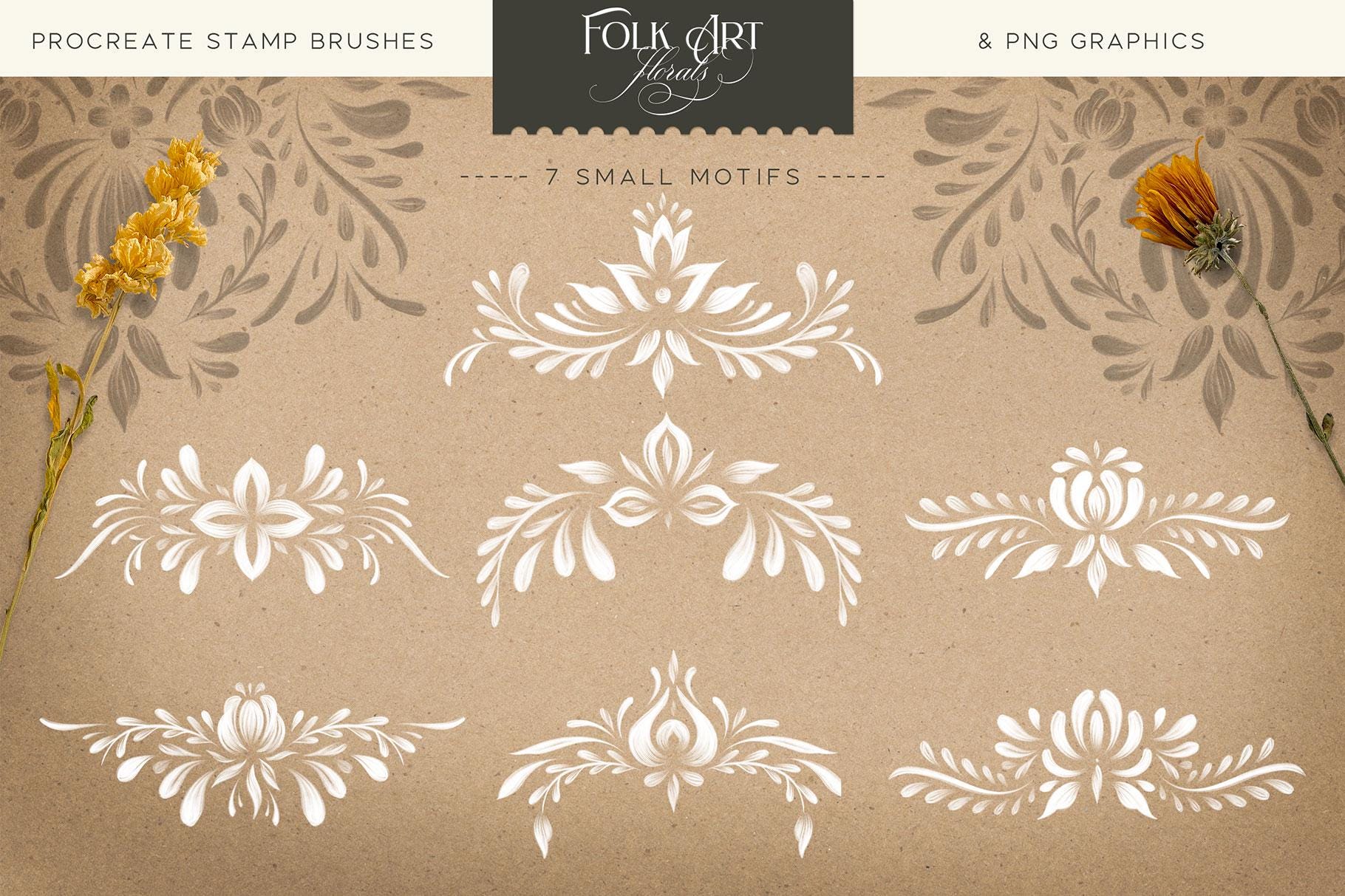 Folk Art Floral Procreate Stamp & Pattern Brush and Graphics Bundle - Etsy