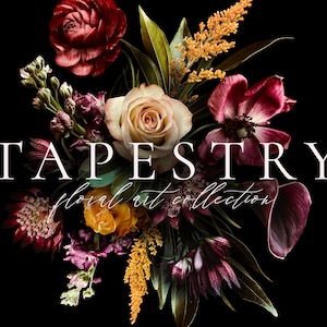 Tapestry Floral Clip Art & Pattern Graphics Collection - Commercial Use