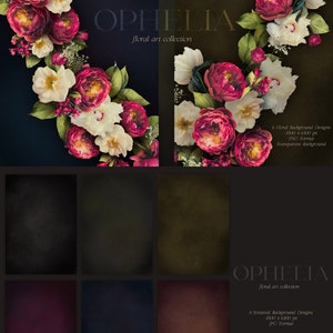 Ophelia Moody Floral Clip Art Bundle - Dark Botanical PNG Sammlung - Burgund Weiß - Kommerzielle Nutzung Bild 8