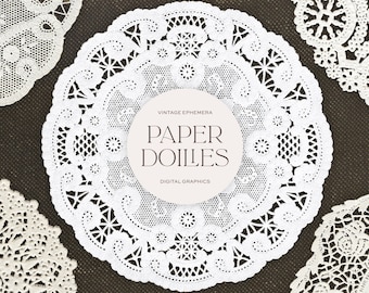 Vintage Lace Paper Doilies - Digital Graphics - Clip Art - Commercial Use