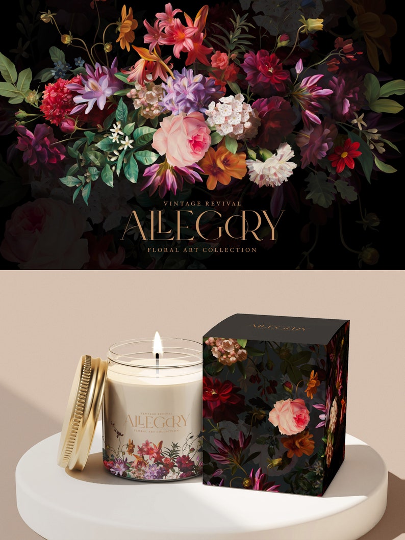 Allegory Moody Antique Floral Clip Art & Digital Graphics Collection ...