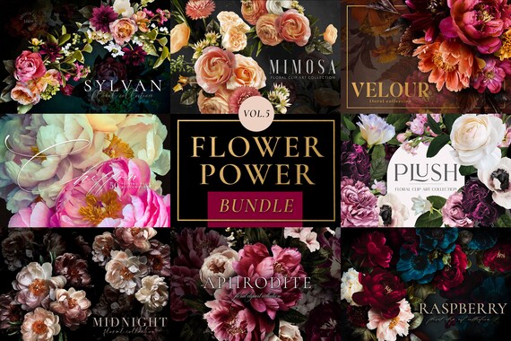 Flower Power ClipArt Graphics Bundle Vol 5 - Commercial Use