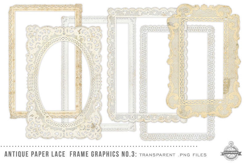 INSTANT DOWNLOAD Antique Paper Lace Frames Graphics No. 3 Etsy