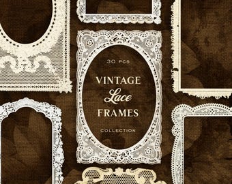 Vintage Lace Paper Frames - Graphics - Clip Art - Commercial Use