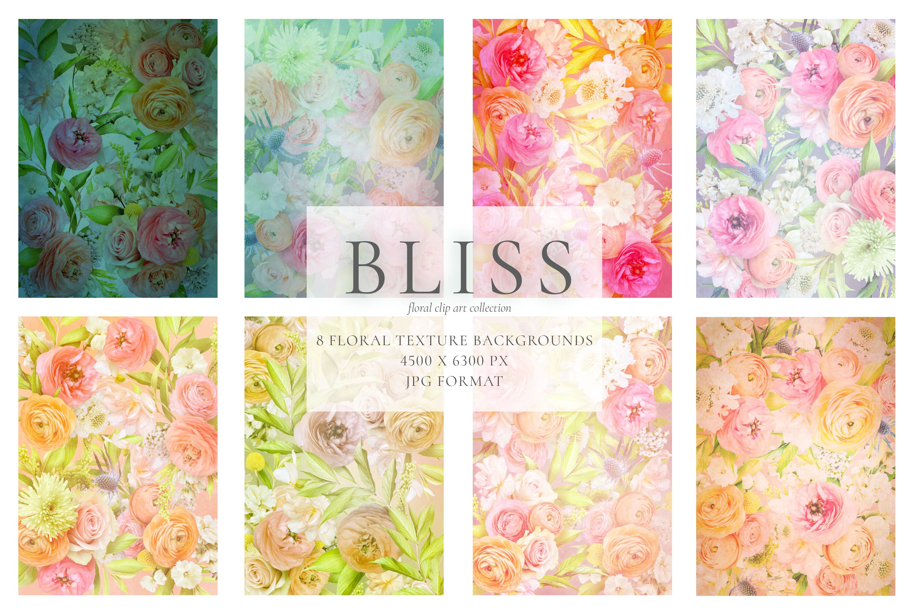 Bliss Patterns Bliss Floral Clip Art & Pattern Graphics Collection - Commercial Use - Etsy