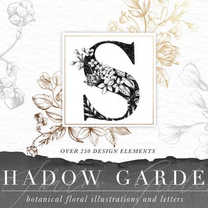 Shadow Garden Botanical Monograms Gráficos Clip Art - Uso Comercial
