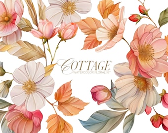 Cottage Watercolor Floral Graphics Collection - Commercial Use