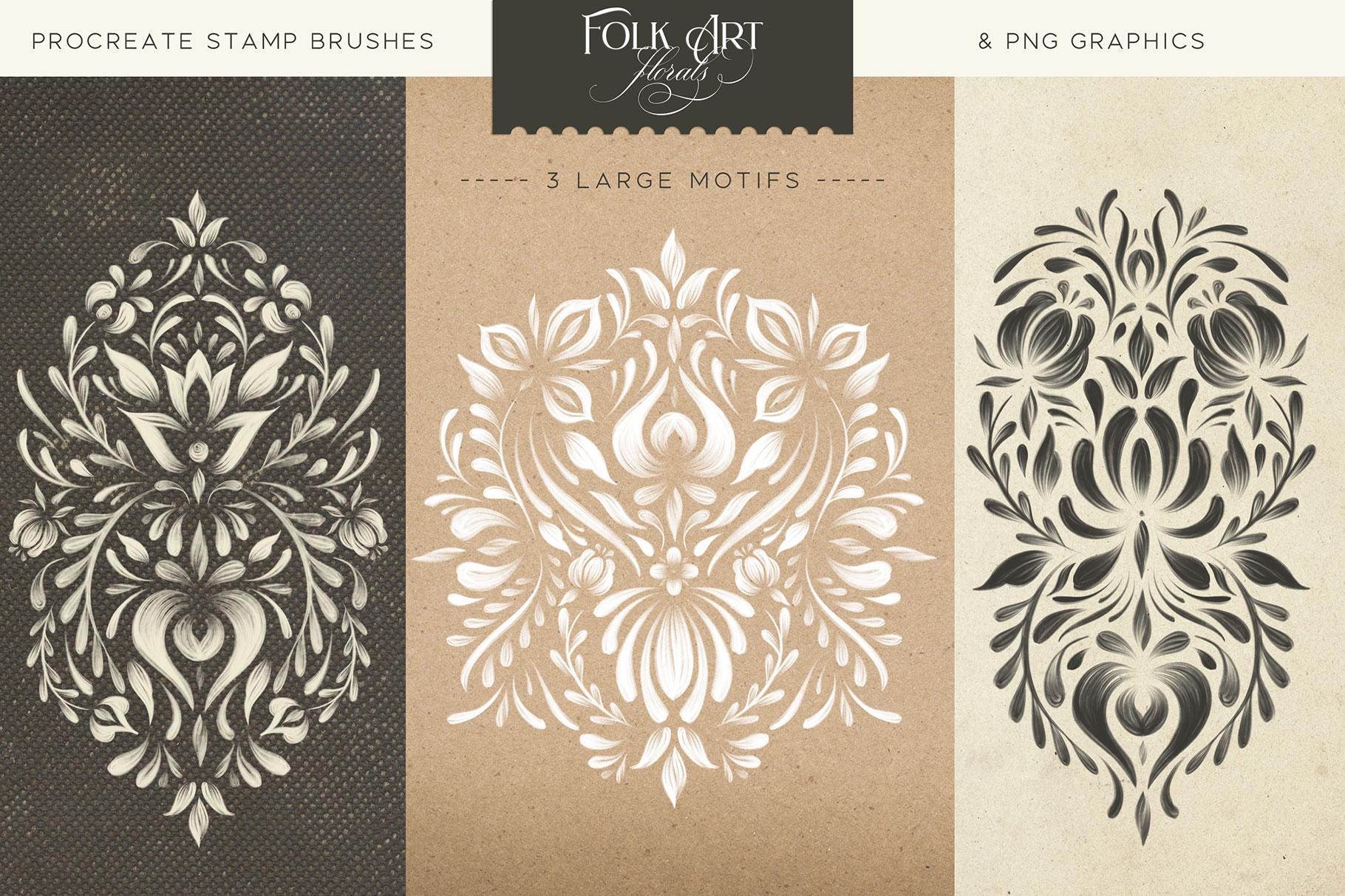 Folk Art Floral Procreate Stamp & Pattern Brush and Graphics Bundle - Etsy