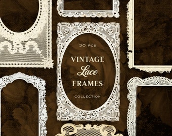 Vintage Lace Paper Frames - Graphics - Clip Art - Commercial Use