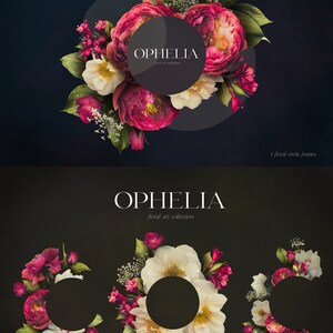 Ophelia Moody Floral Clip Art Bundle - Dark Botanical PNG Sammlung - Burgund Weiß - Kommerzielle Nutzung Bild 6