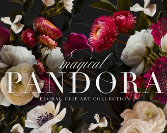 Magical Pandora Moody Floral Clip Art Set - Commercial Use