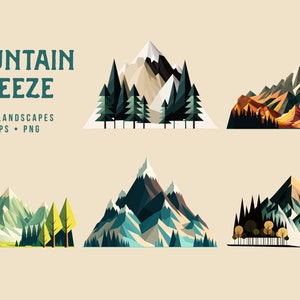 Mountain Breeze Vector Landscape Illustrations - Commercial Use - Etsy