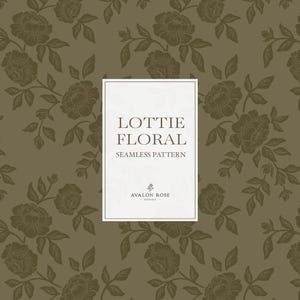 Lottie klätterrosor sömlöst ytmönster - Vintage bondgårdsstil - Mörk olivgrön