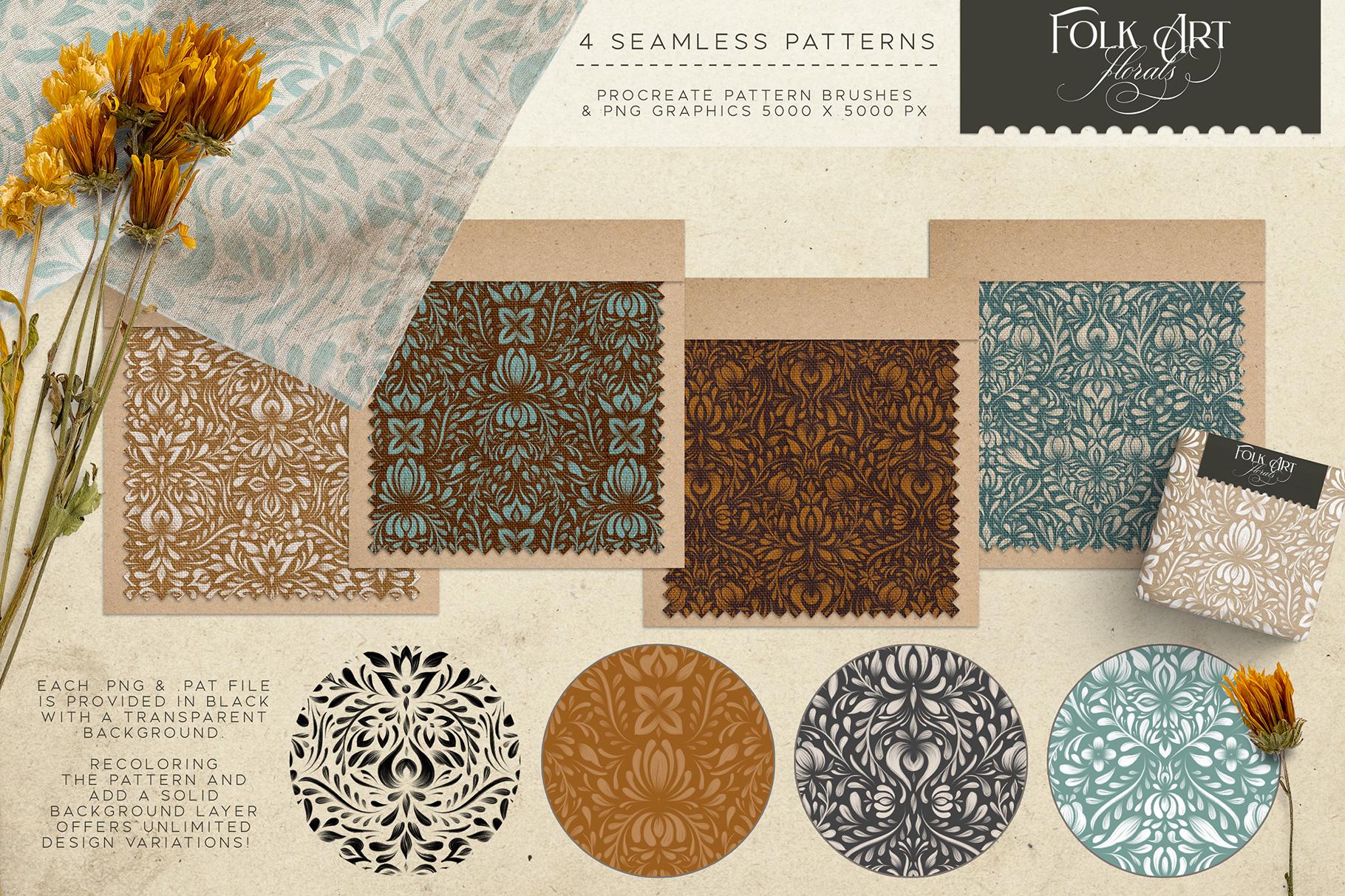 Folk Art Floral Procreate Stamp & Pattern Brush and Graphics Bundle - Etsy