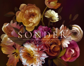 Sonder Oil Paint Floral Clip Art & Pattern Graphics Collection - Commercial Use