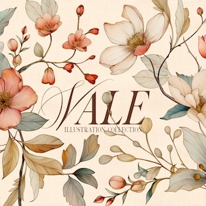 Vale aquarel Cottagecore Floral Clip Art & Digital Graphics Collection - Commerciële licentie - Volledige collectie