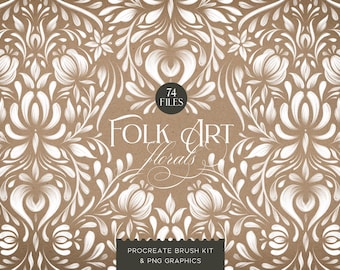 Folk Art Floral Procreate Stamp & Pattern Brush and Graphics Bundle