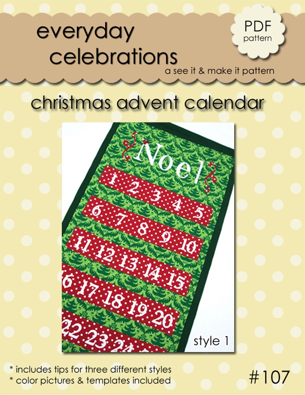 Christmas Advent Calendar PDF Pattern Etsy