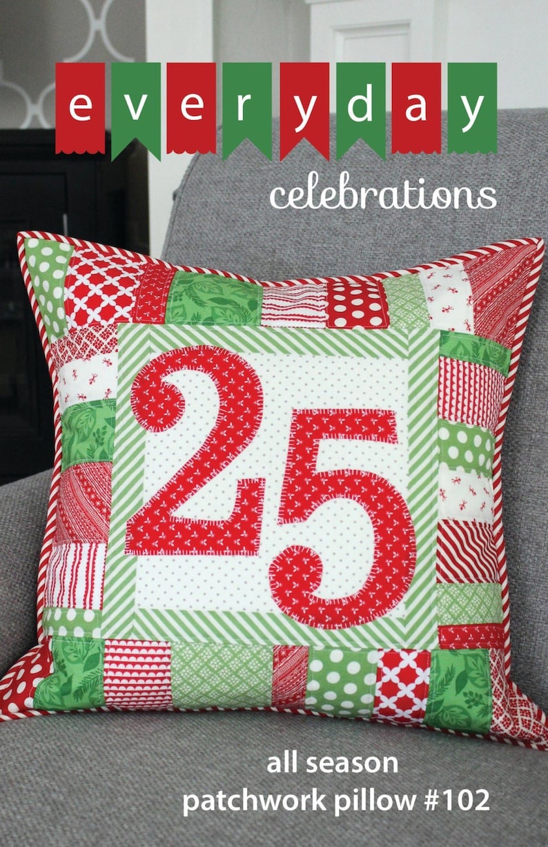 Halloween Christmas Valentine's Day St Patrick's Fourth of July Quilted Pillow PDF Pattern All Season Patchwork Pillow image 3