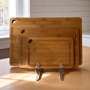 Handcrafted Bamboo Cutting Board Set: With Juice Grooves & Handles
