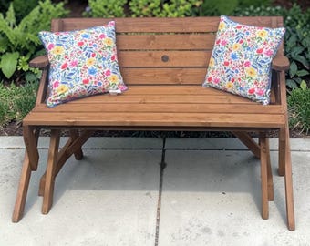 2-in-1 Transforming Interchangeable Outdoor Wooden Picnic Table