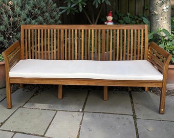 3-Seat Patio Acacia Wood Bench with Cushion