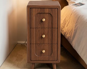 Narrow Nightstand with 2 Drawers, Small Bedside Tables