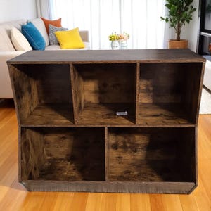 Wooden Kids Bookshelf with Toy Storage Cubby | Bookcase Footboard for Children&#39;s Room Toy and Book Organizer
