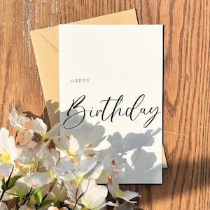 Biglietto di compleanno minimalista fatto a mano• Biglietto di compleanno semplice• Estetico• Calligrafia• Biglietto A2• Regalo di compleanno• Regalo di compleanno per lui/lei