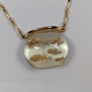 Rare Vintage Castlecliff Lucite Fishbowl Necklace Unique