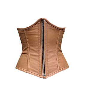 Genuine Leather Under Bust Corset Women Steel Boned Corset Waist Trainer Corset Brown Leather Corset Adjustable Leather Corset